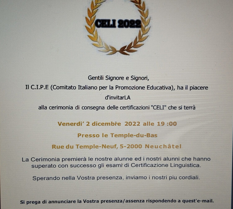 Remise des diplômes celi